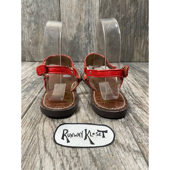 SAM EDELMAN GRETA Ankle Strap Leather Sandals Orange size 6.5M - Picture 3 of 12